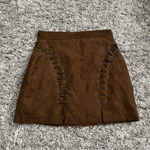 Millau brown suede lace up skirt size medium